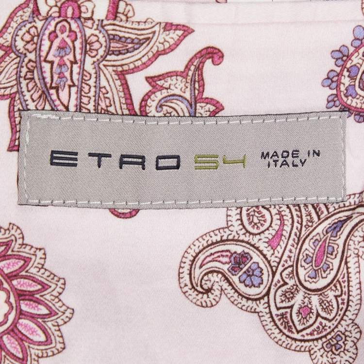 Pre Owned Etro Pink Striped Cotton Single Breasted Blazer XXL
