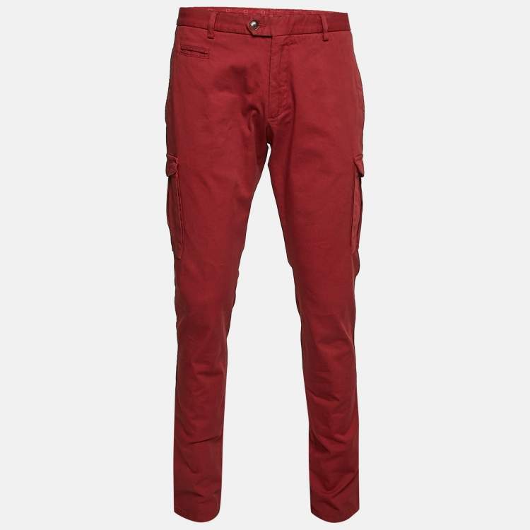 Pre Owned Etro Red Cotton Cargo Pants XL/Waist 36"