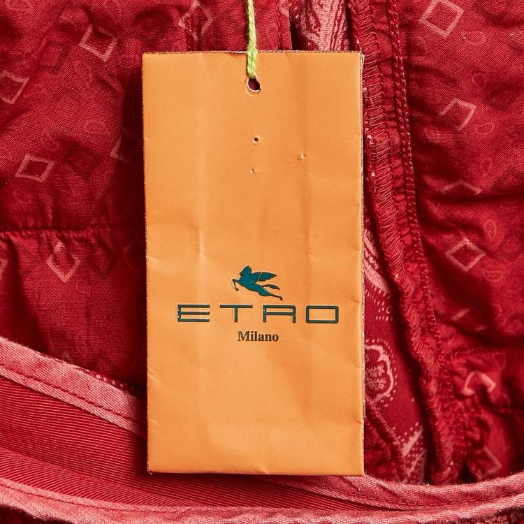 Pre Owned Etro Red Cotton Cargo Pants XL/Waist 36"