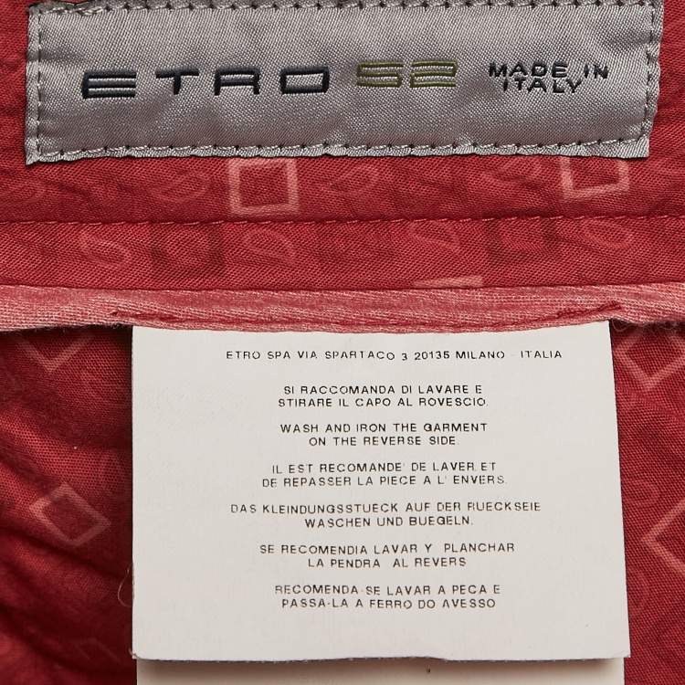 Pre Owned Etro Red Cotton Cargo Pants XL/Waist 36"