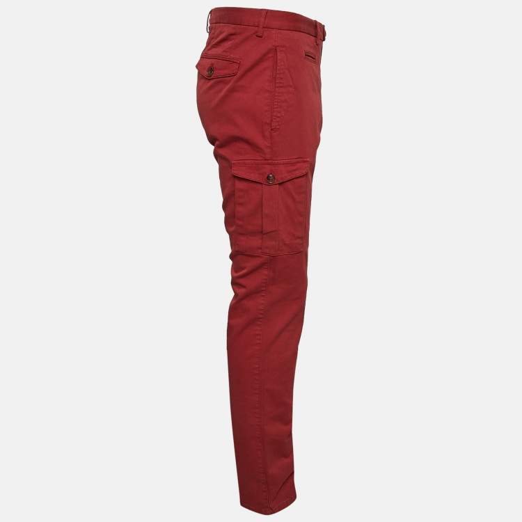 Pre Owned Etro Red Cotton Cargo Pants XL/Waist 36"