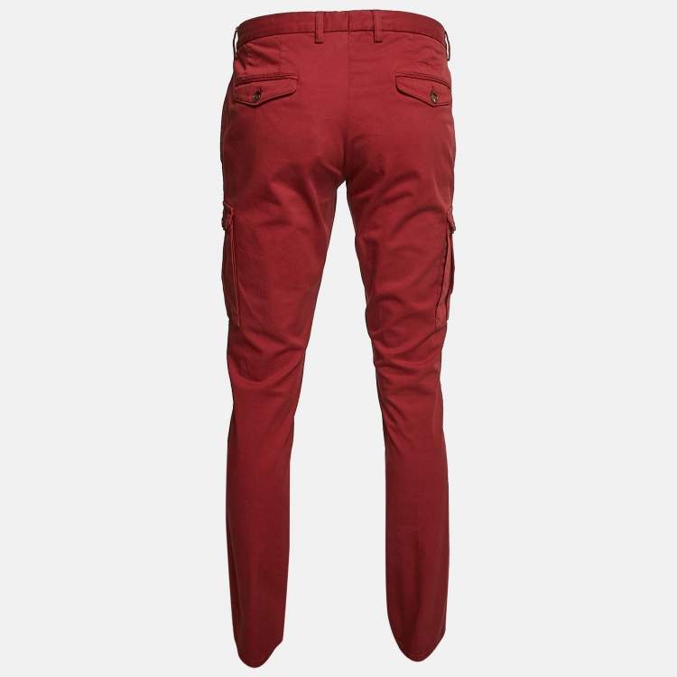Pre Owned Etro Red Cotton Cargo Pants XL/Waist 36"