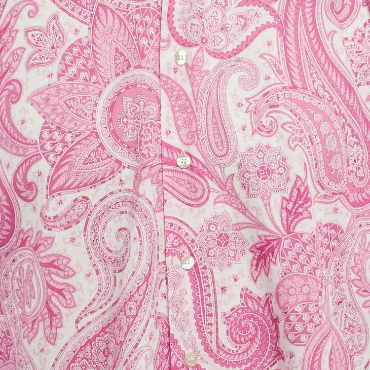 Pre Owned Etro Pink Paisley Print Cotton Long Sleeve Shirt L