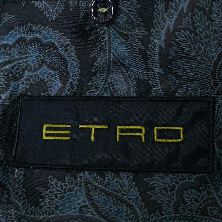 Pre Owned Etro Blue Striped Silk Blend Single Breasted Blazer XL