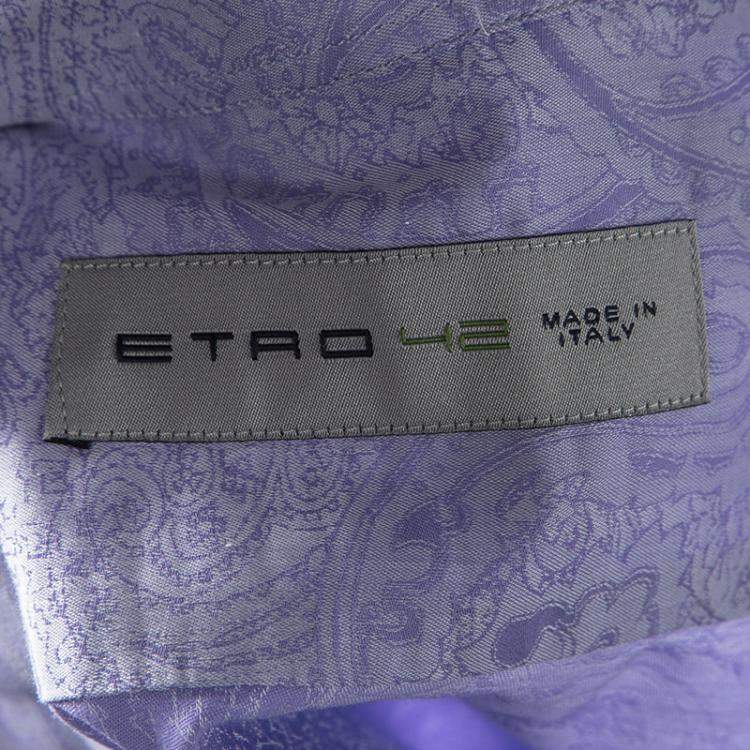 Pre Owned Etro Purple Cotton Paisley Motif Long Sleeve Button Front Shirt L