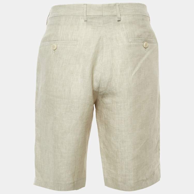 Pre Owned Etro Beige Linen Shorts M/Waist 35"