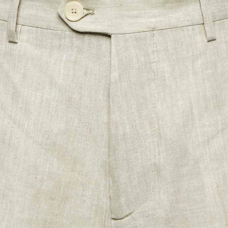 Pre Owned Etro Beige Linen Shorts M/Waist 35"