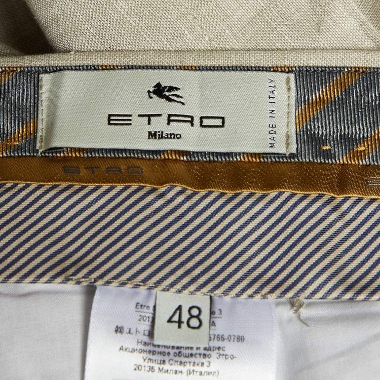 Pre Owned Etro Beige Linen Shorts M/Waist 35"