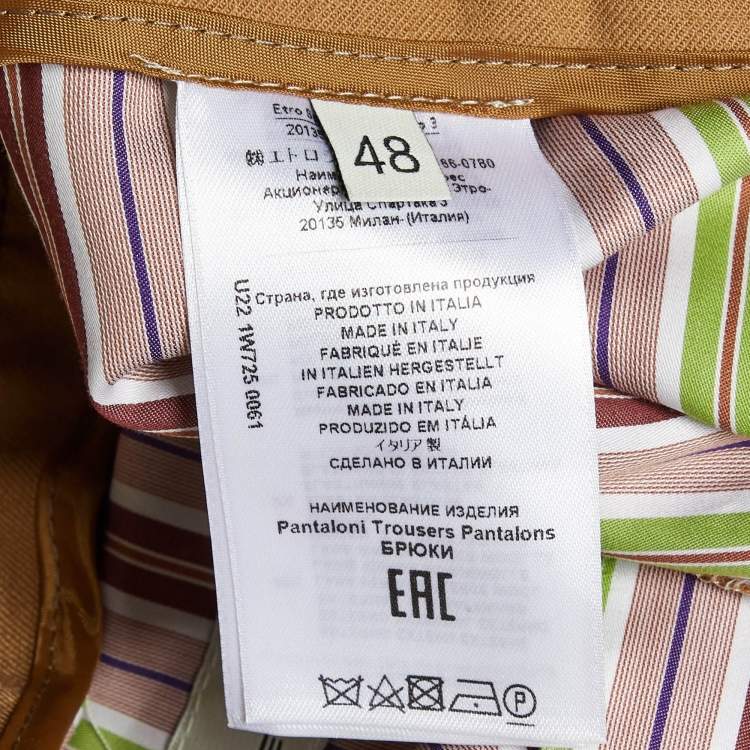 Pre Owned Etro Brown Fleece Wool Tapered Pants M