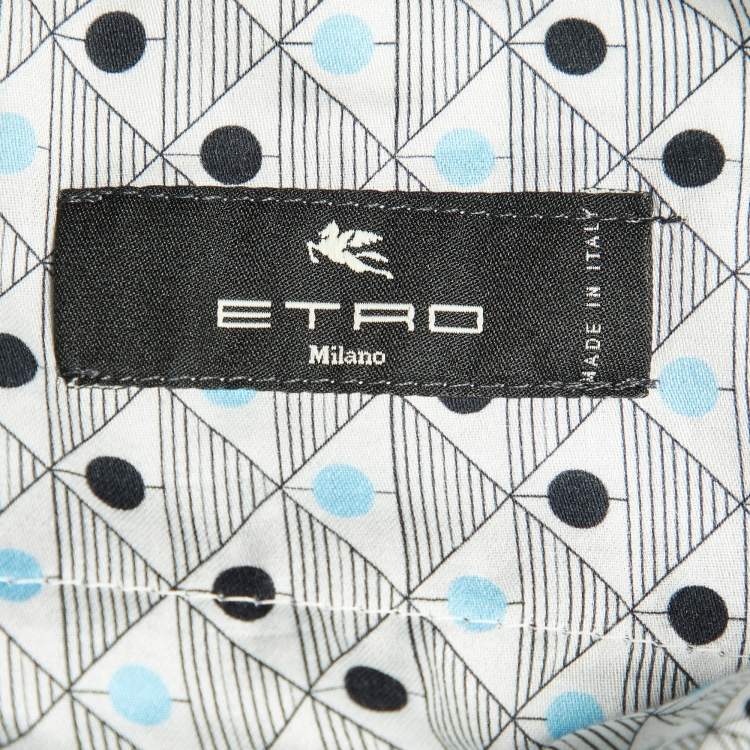 Pre Owned Etro Navy Blue Fleece Wool SIde Striped Trousers M