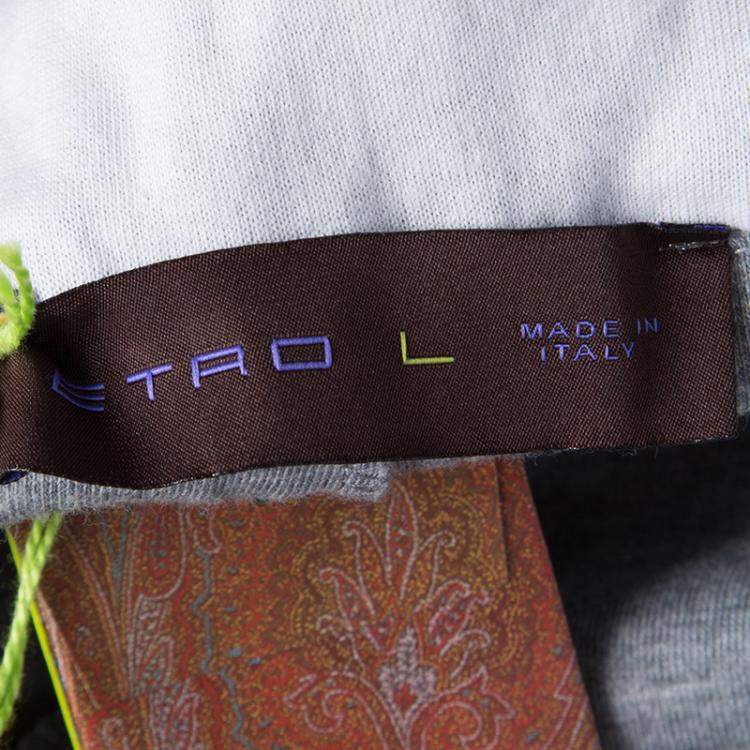 Pre Owned Etro Grey Printed Jogger Pants L