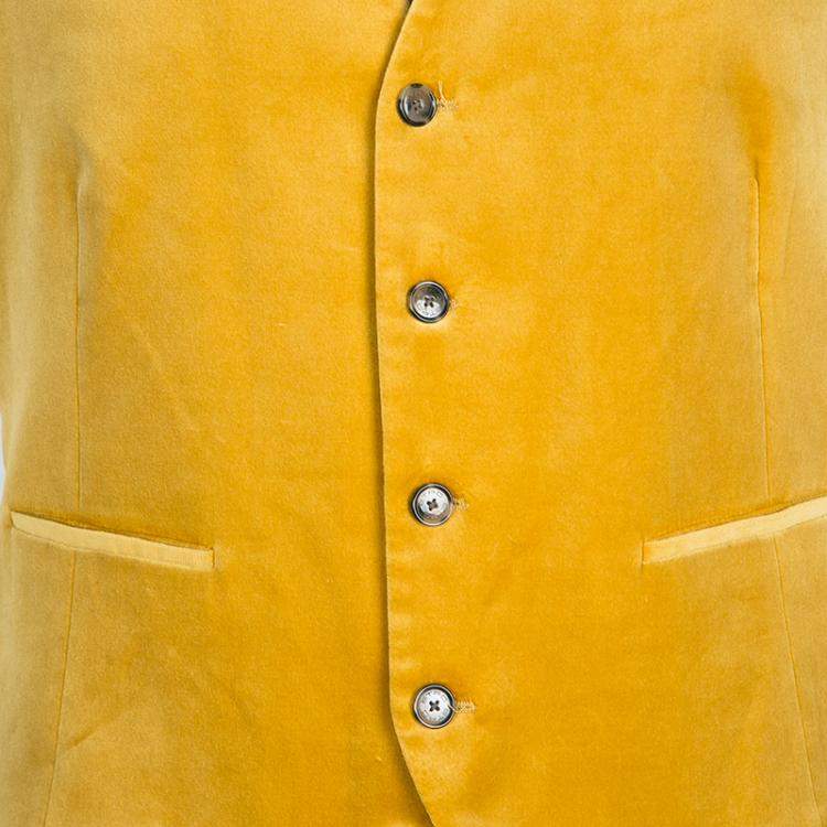 Pre Owned Etro Mustard Yellow Velvet Silk Panel Detail Minete Vest L