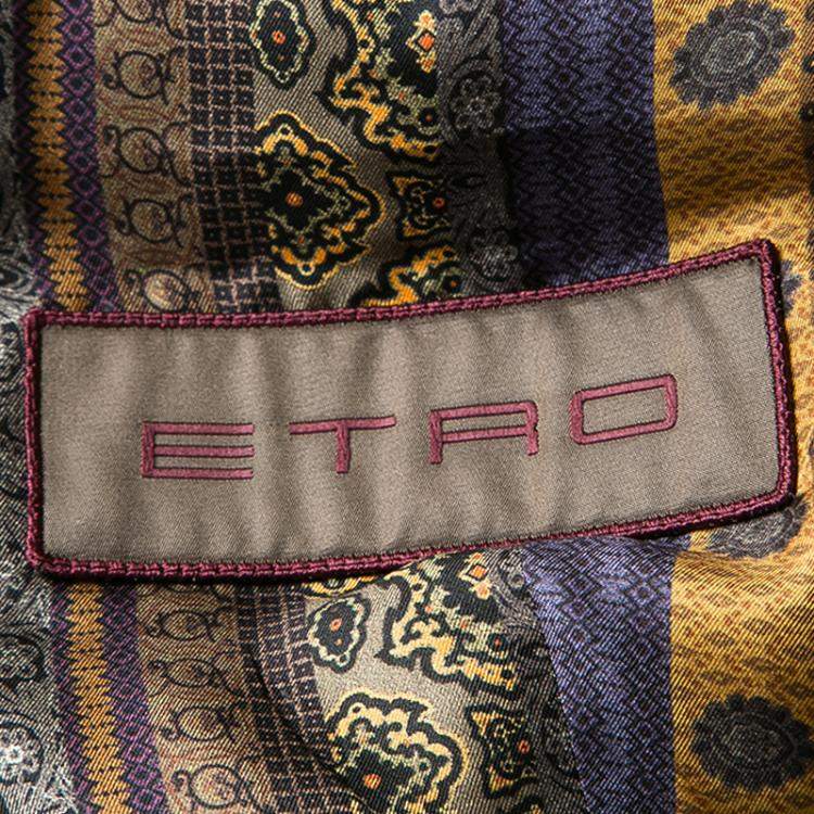Pre Owned Etro Mustard Yellow Velvet Silk Panel Detail Minete Vest L