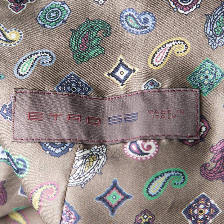 Pre Owned Etro Red Velvet Printed Silk Panel Detail Minete Vest L