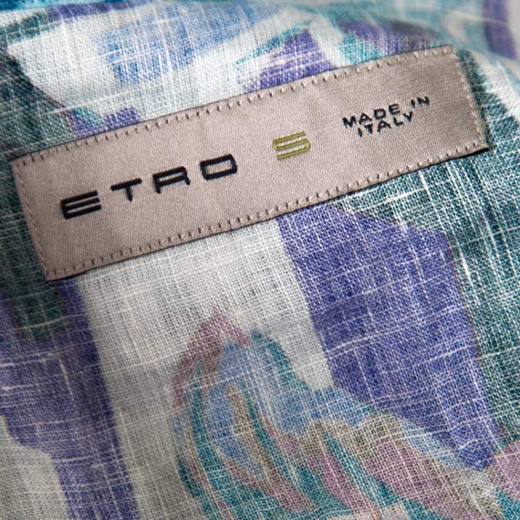 Pre Owned Etro Multicolor Printed Linen Long Sleeve Button Front Shirt S