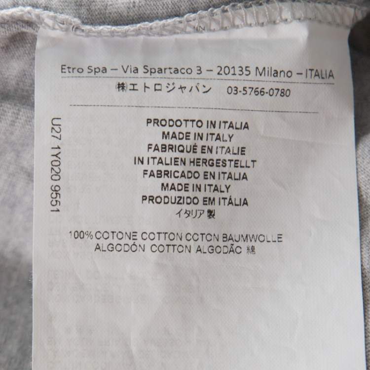 Pre Owned Etro Grey Cotton Space Printed Crew Neck T Shirt XL 