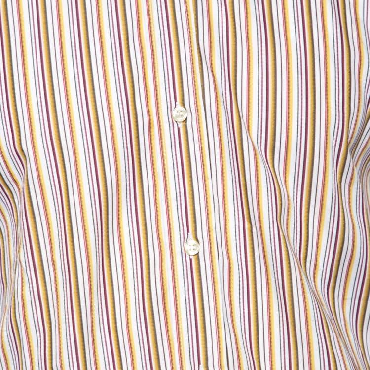 Pre Owned Etro Multicolored Striped Cotton Slim Fit Shirt M