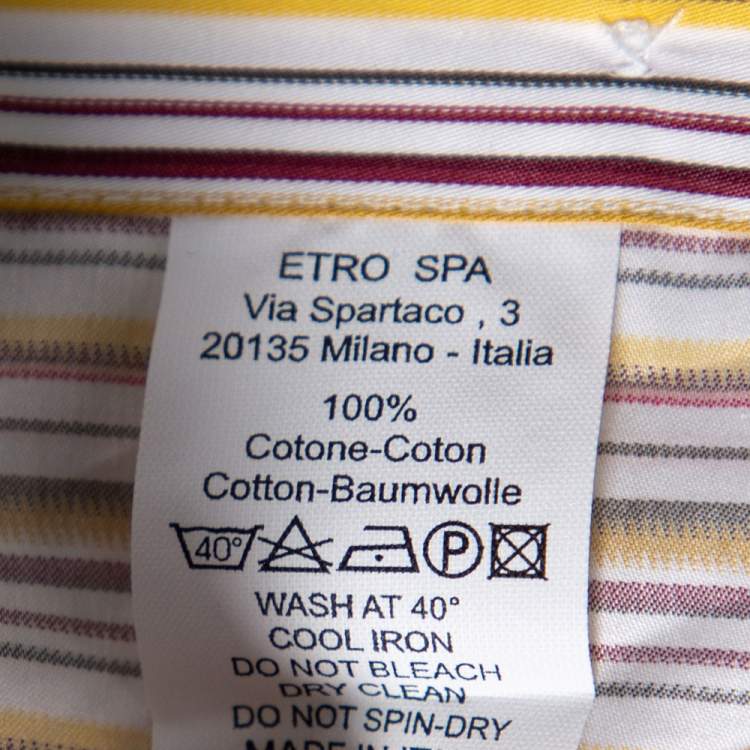 Pre Owned Etro Multicolored Striped Cotton Slim Fit Shirt M