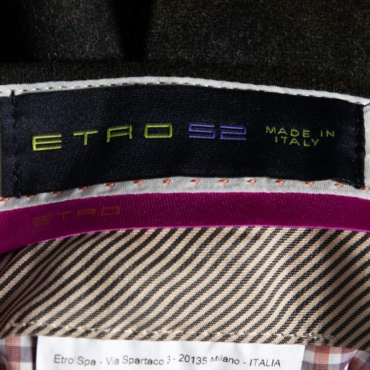 Pre Owned Etro Brown Checkered Wool Mexico Regular Fit Pants XL
