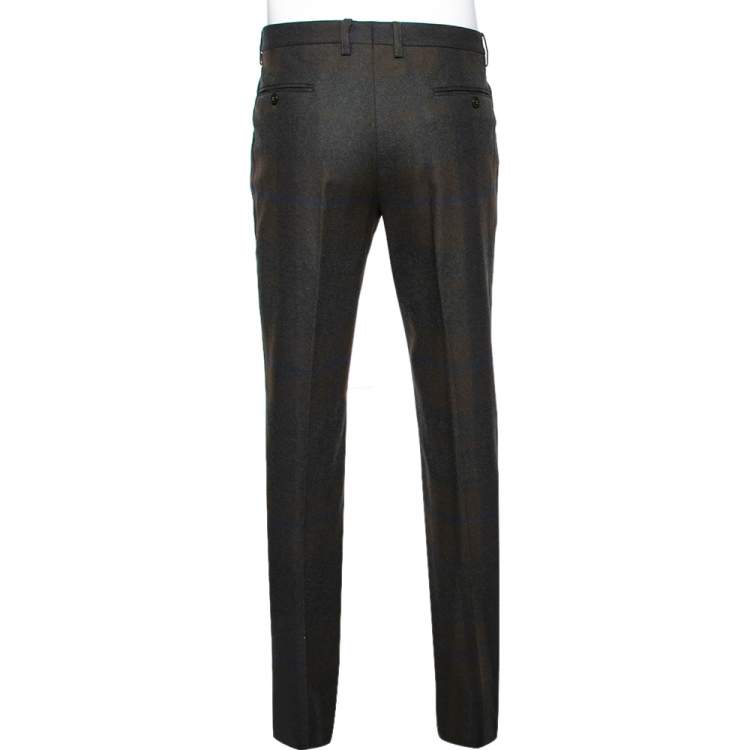 Pre Owned Etro Brown Checkered Wool Mexico Regular Fit Pants XL
