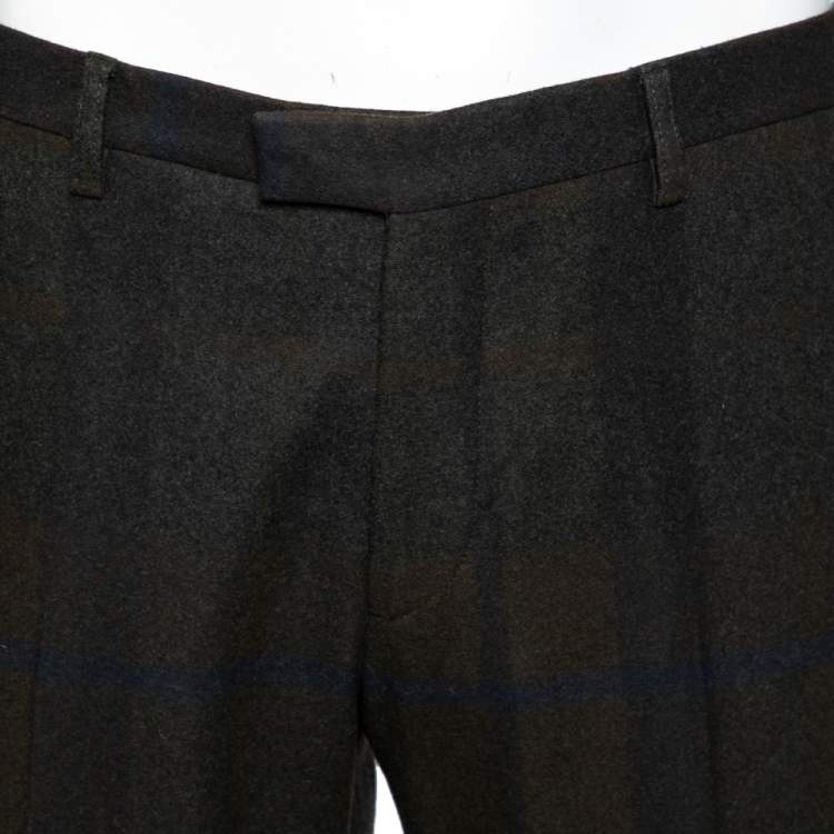 Pre Owned Etro Brown Checkered Wool Mexico Regular Fit Pants XL