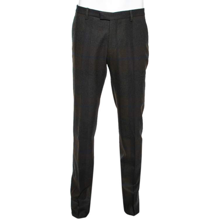 Pre Owned Etro Brown Checkered Wool Mexico Regular Fit Pants XL