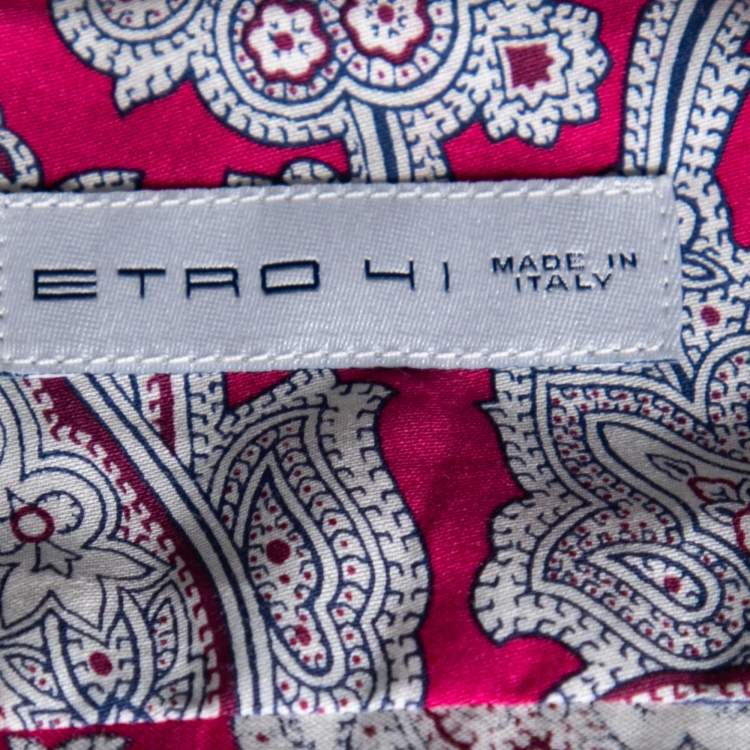 Pre Owned Etro Pink Paisley Printed Cotton Long Sleeve Button Front Shirt L