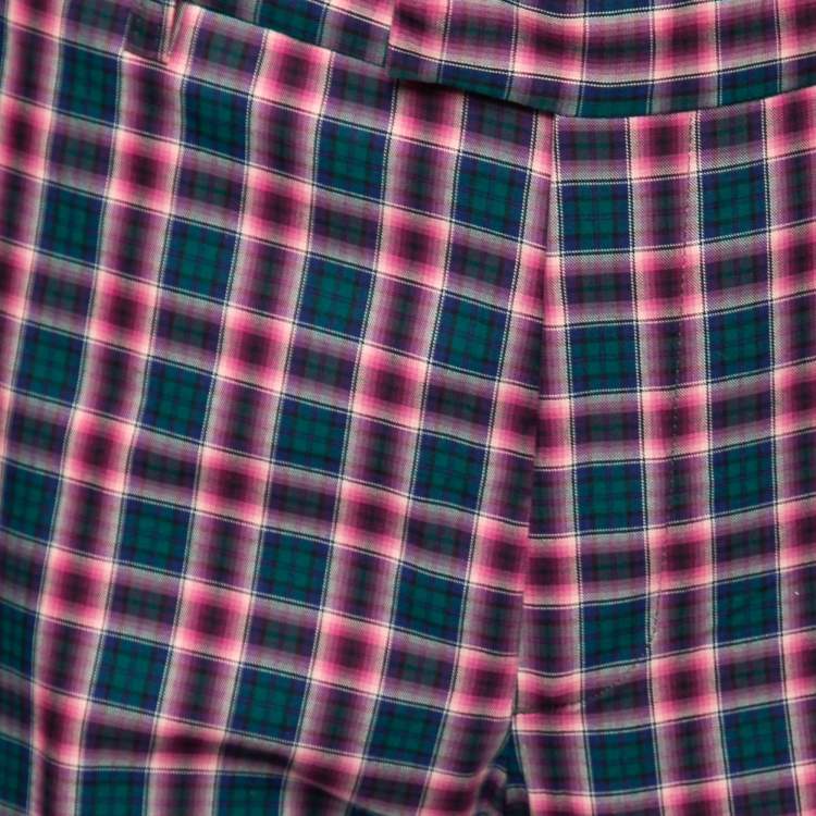 Pre Owned Etro Purple Checked Cotton Tailored Pants XXL Waist 38"