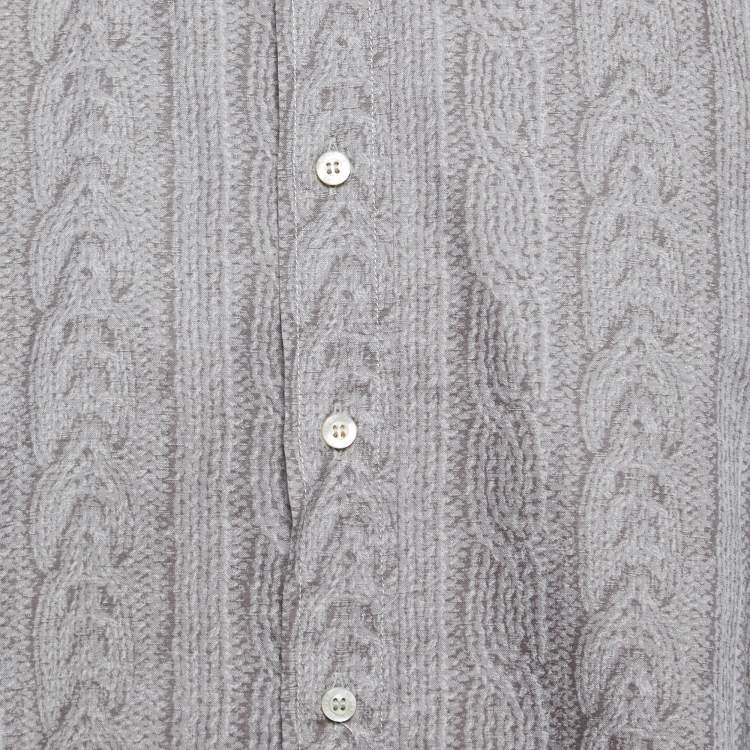 Pre Owned Etro Grey Printed Cotton Button Front Shirt 2XL