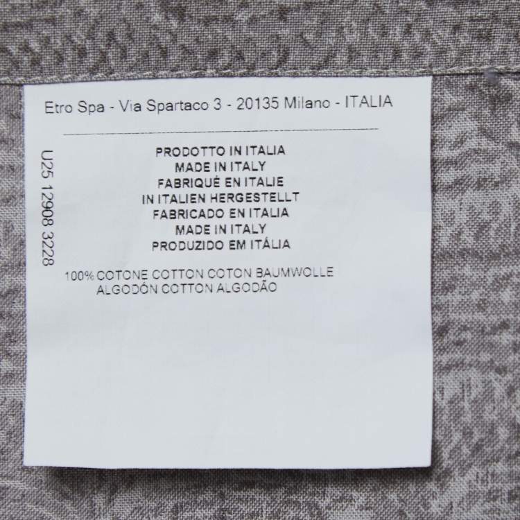 Pre Owned Etro Grey Printed Cotton Button Front Shirt 2XL