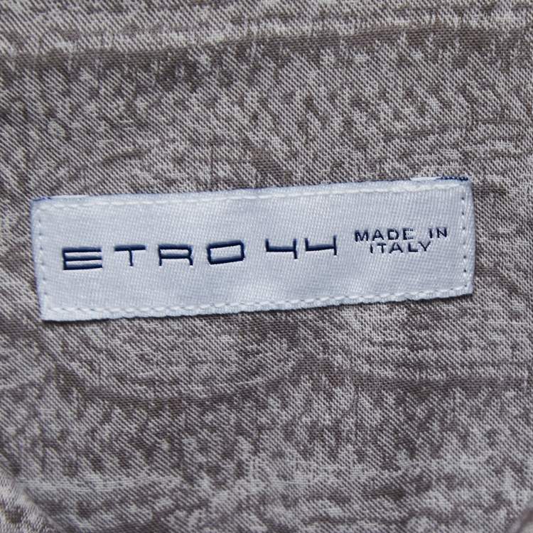 Pre Owned Etro Grey Printed Cotton Button Front Shirt 2XL