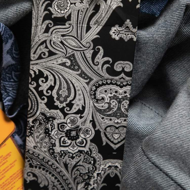 Pre Owned Etro Blue Paisley Printed Denim Jeans 3XL Waist 40"