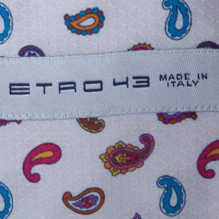 Pre Owned Etro White Paisley Motif Long Sleeve Button Front Cotton Shirt XL