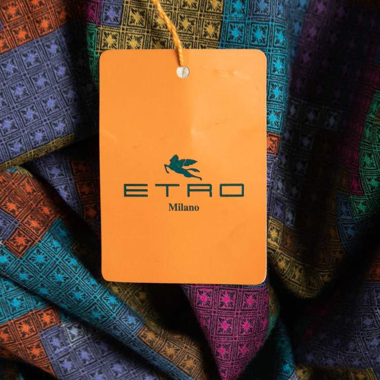 Pre Owned Etro Multicolor Printed Cotton Long Sleeve Button Front Shirt L