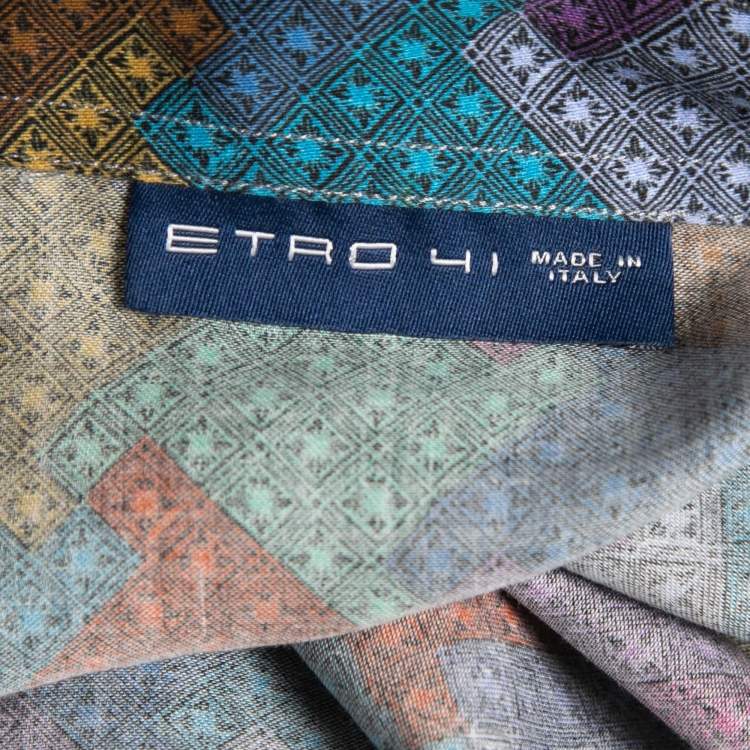 Pre Owned Etro Multicolor Printed Cotton Long Sleeve Button Front Shirt L