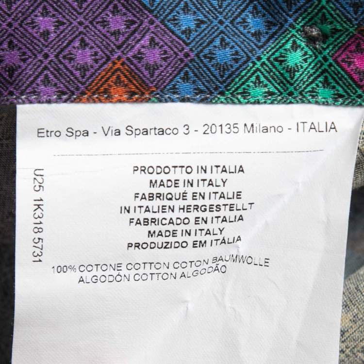 Pre Owned Etro Multicolor Printed Cotton Long Sleeve Button Front Shirt L