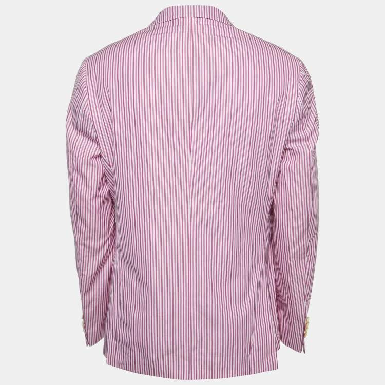 Pre Owned Etro Purple Striped Cotton Single Breasted Blazer XL
