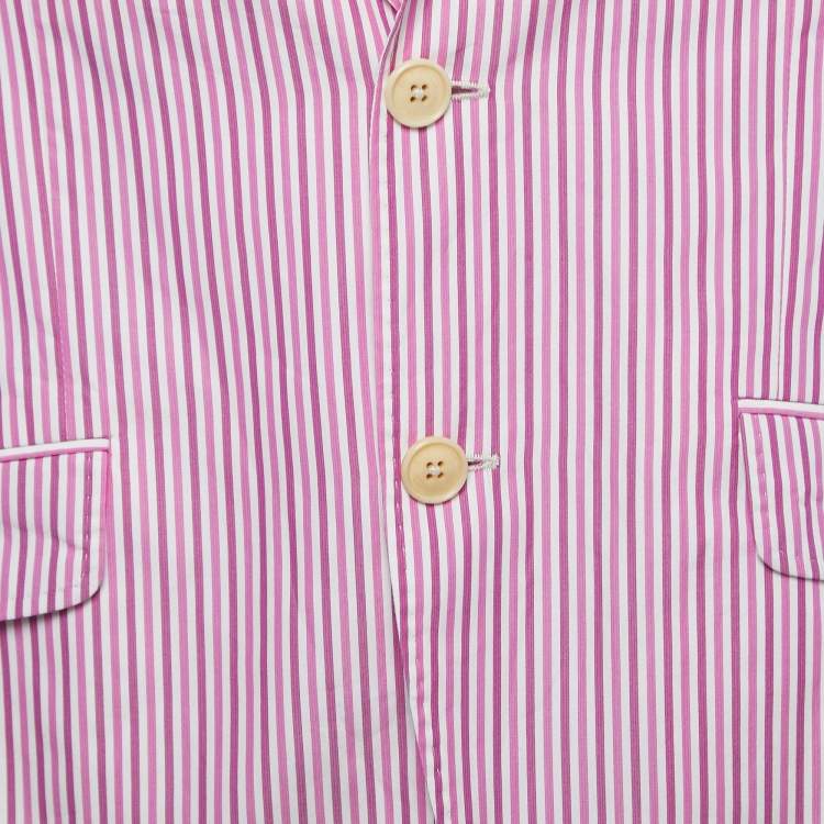 Pre Owned Etro Purple Striped Cotton Single Breasted Blazer XL