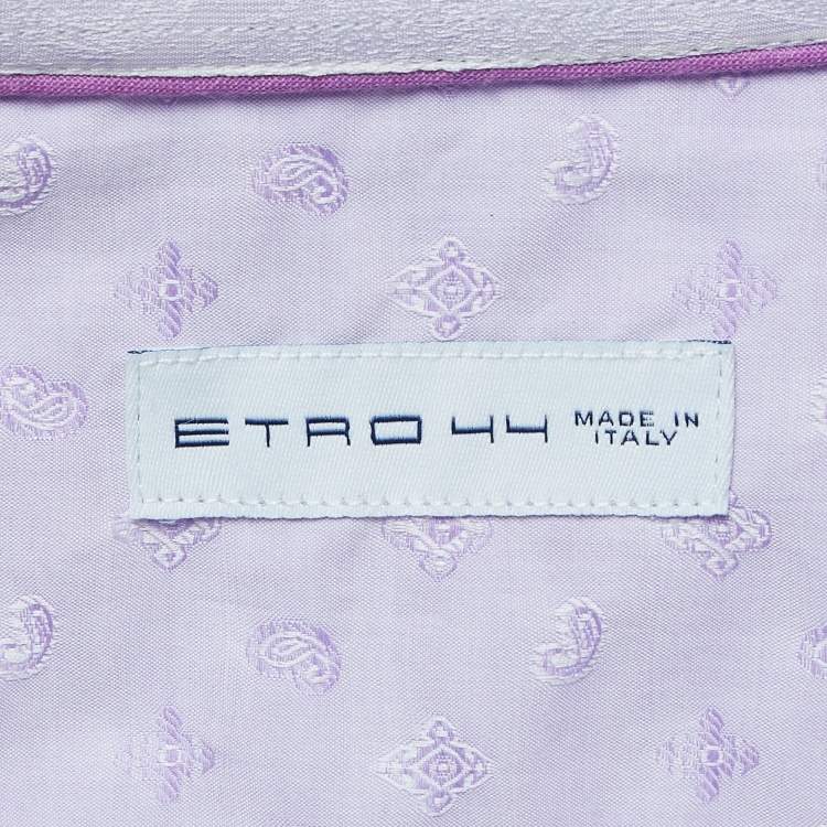 Pre Owned Etro Purple Paisley Patterned Cotton Shirt XL