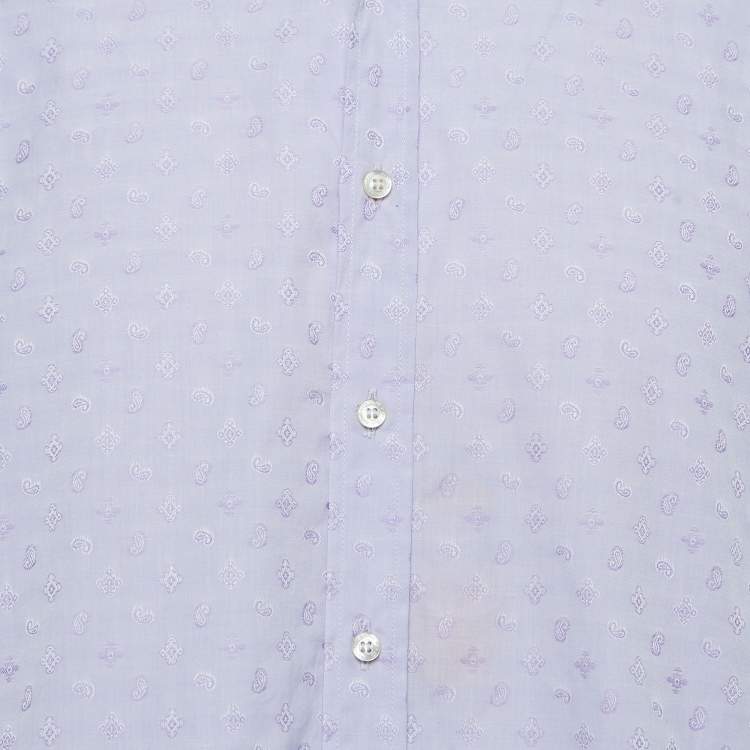 Pre Owned Etro Purple Paisley Patterned Cotton Shirt XL