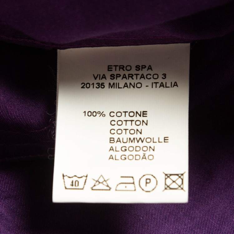 Pre Owned Etro Purple Cotton Paisley Printed Collar Button Front Shirt XL