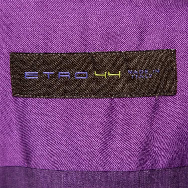 Pre Owned Etro Purple Cotton Paisley Printed Collar Button Front Shirt XL