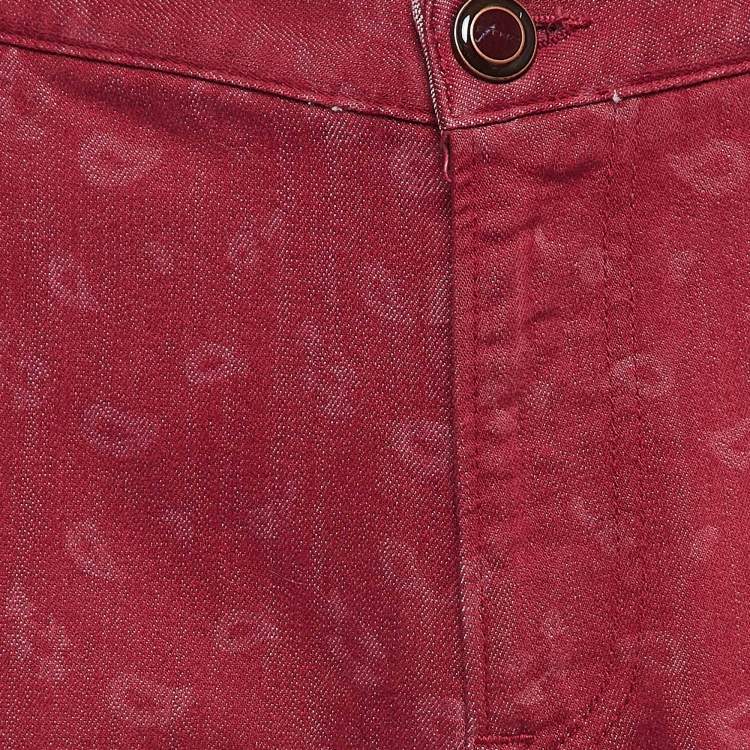 Pre Owned Etro Red Paisley Patterned Denim Jeans XXL Waist 38"