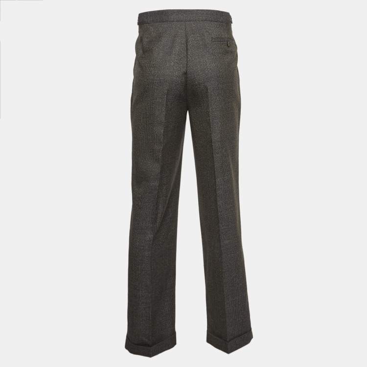 Pre Owned Etro Grey Patterned Wool Formal Trousers XL