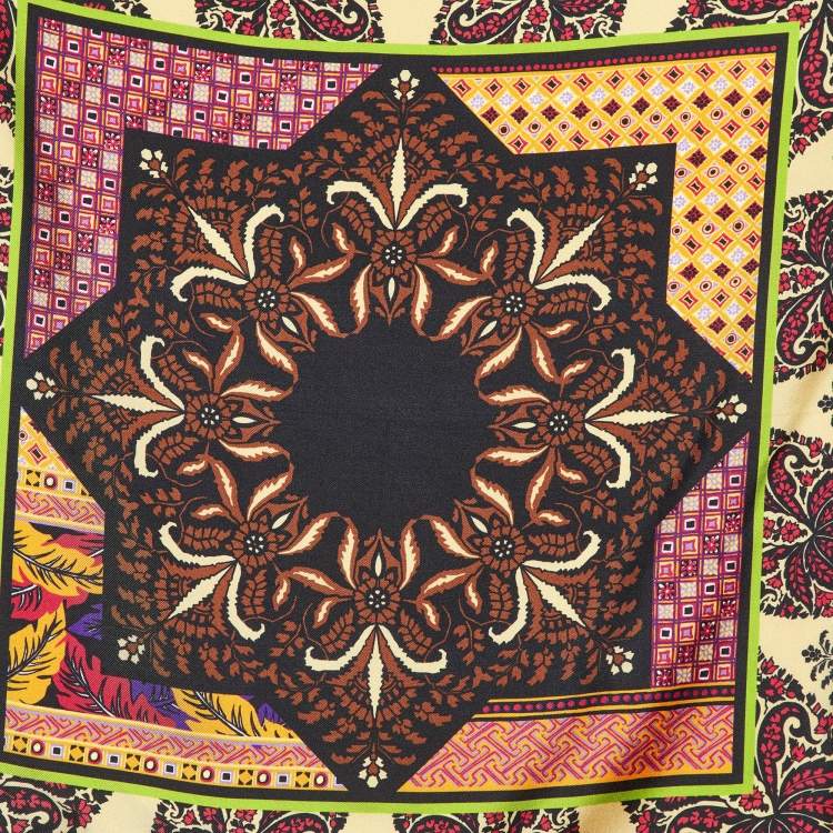 Pre Owned Etro Multicolor Printed Silk Pocket Square  
