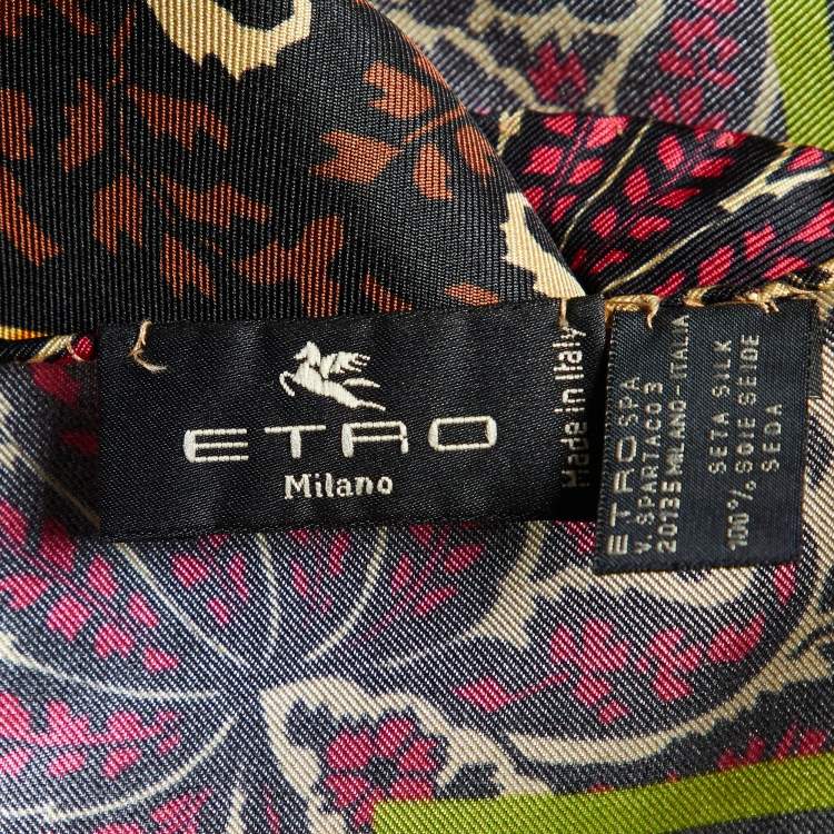 Pre Owned Etro Multicolor Printed Silk Pocket Square  