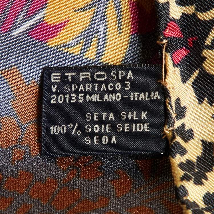 Pre Owned Etro Multicolor Printed Silk Pocket Square  