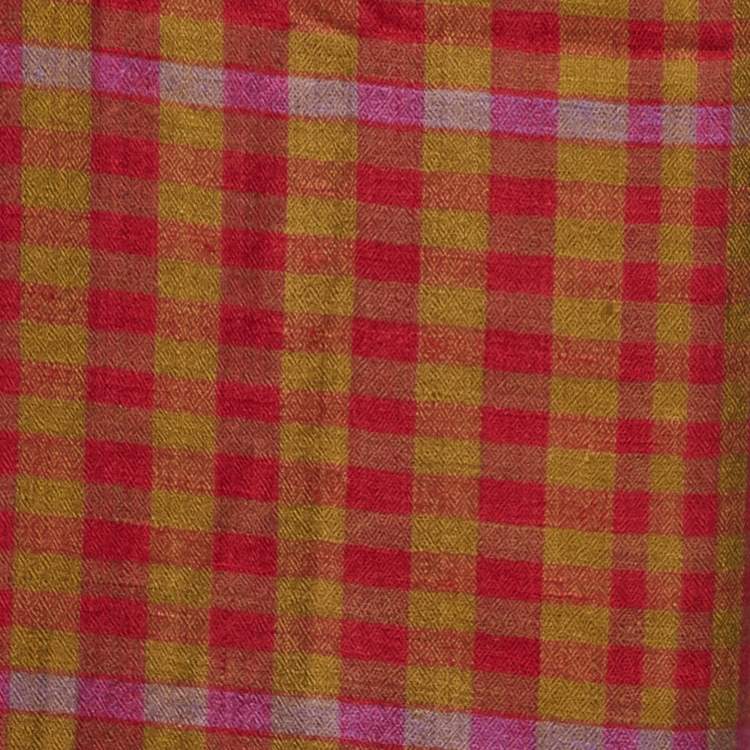 Pre Owned Etro Red Checked Cashmere Scarf