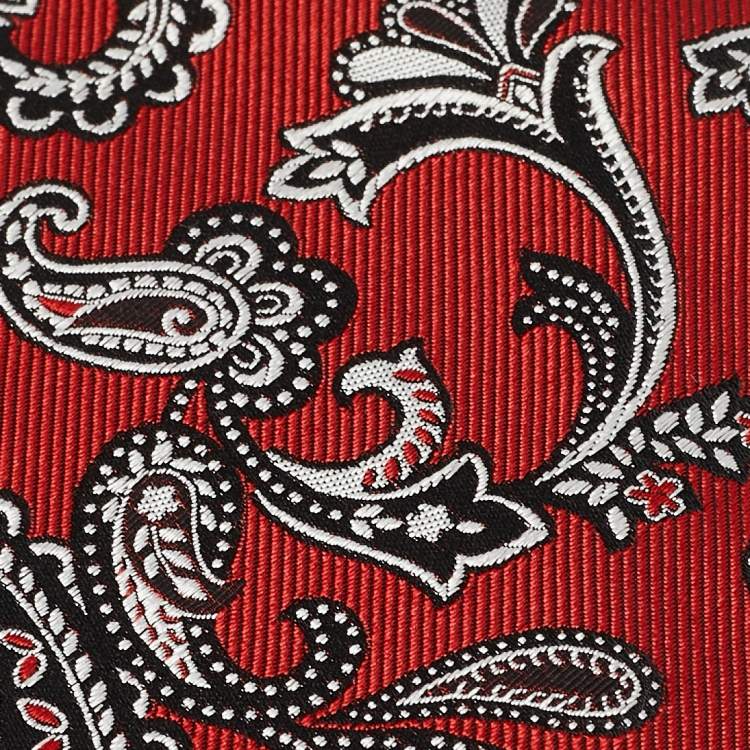 Pre Owned Etro Red Paisley Jacquard Silk Classic Tie
