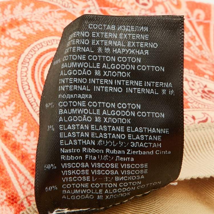Pre Owned Etro Orange Paisley Print Canvas Bucket Hat